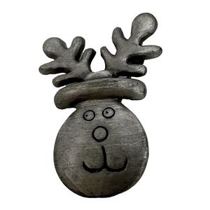 Reindeer Brooch Christmas Holiday Lapel Pin‎ Cute Cartoon Animal Silver
